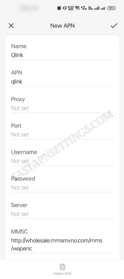 Configure Qlink APN settings part 1